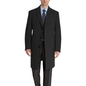 Lauren Ralph Lauren Men's Luther Wool-Blend Top Coat 48R Black Overcoat